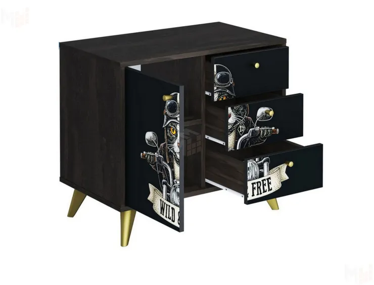 Комод Фьюжн Арт КМ-002 камень угольный/Biker Cat