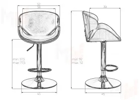 Стул барный DOBRIN KARTER BLACK (коричневый орех дерево (BWW), черный PU)