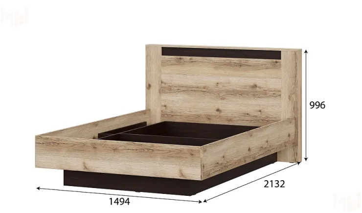 Кровать Прага двойная №3 (универсальная 1.4х2.0 Страйп) Серия 3 