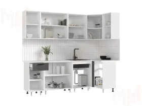 Кухня Рио New угловая 2,4*1,0 м Бетон светлый/бетон темный