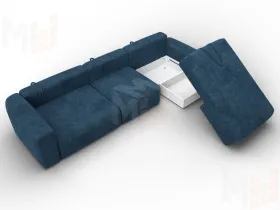Диван угловой Лига-066 НПБ Лонг угол правый ( BRUT 11 синий )
