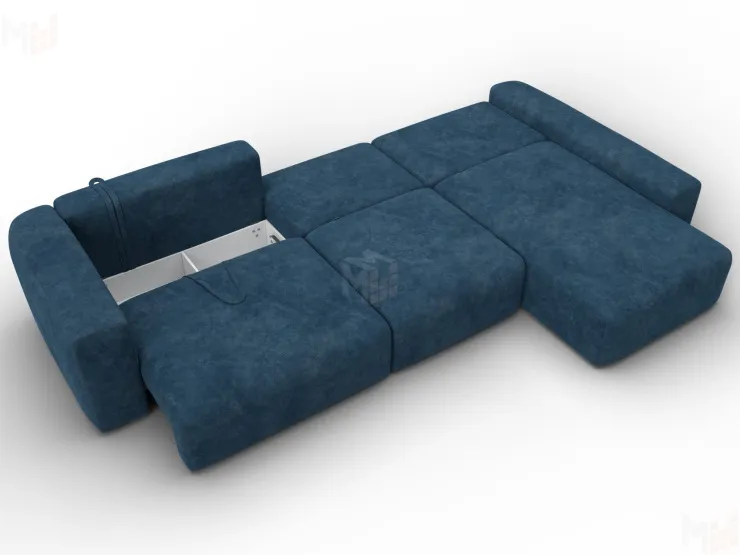 Диван угловой Лига-066 НПБ Лонг угол правый ( BRUT 11 синий )