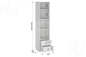 Шкаф комбинированный Фэнтези  с ящ. 1-створчатый белый рамух