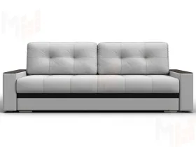 Диван прямой с декором Лига-096 НПБ ( Белый\Черный )