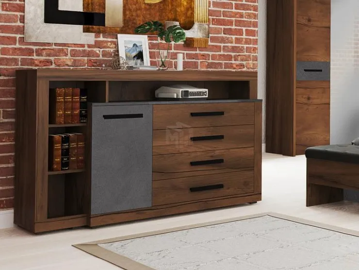 Тумба c дверцей и четырьмя ящиками Глазго