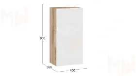 Шкаф навесной Порто - ТД-393.03.27 Яблоня Беллуно, Белый софт