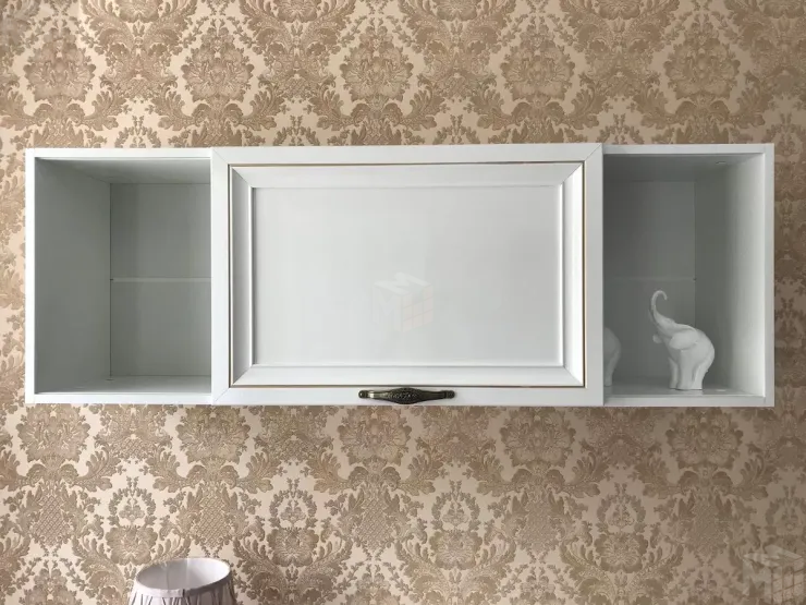 Полка навесная книжная Натали белый глянец