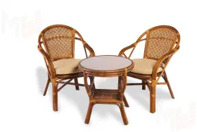 Комплект мебели из ротанга "Петани дуэт": два кресла и круглый столик 
