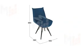 Стул Фэнди К3 Черный муар, Велюр Confetti Blue