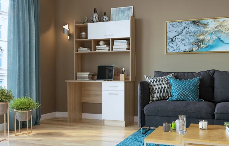 Компьютерный стол ПКС-2 (сонома/белый глянец)