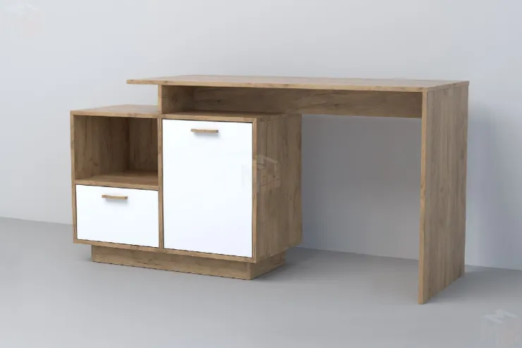 Стол Письменный СТ-2 ПД Эго  Дуб Крафт Золотой/Белый Глянец