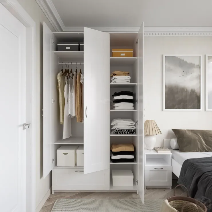 Шкаф Сириус 3 двери 1 ящик, белый (высота 220 см)