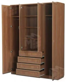 Шкаф для белья со штангой, полками и ящиками 110