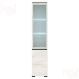 Пенал-витрина  ГРЕТТА 1В1С Дуб Крафт белый - Антрацит