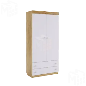 Шкаф комбинированный (с ящ. 2-створчатый) Форсаж  дуб крафт золотой/белый