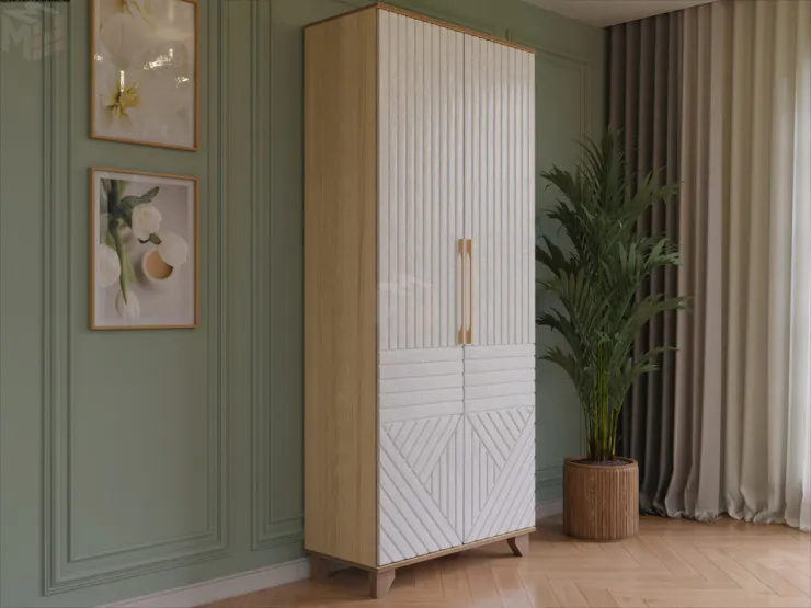 Шкаф 2-х створчатый Копенгаген (дуб сонома/белый матовый)