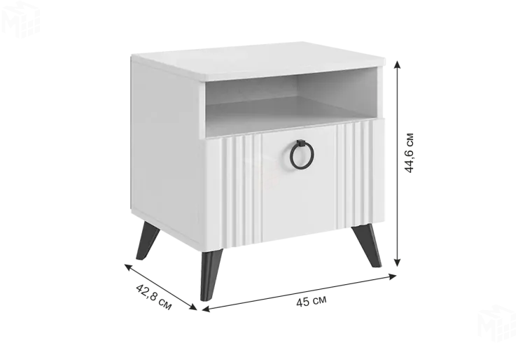 Тумба прикроватная Ева  белое дерево/белый матовый