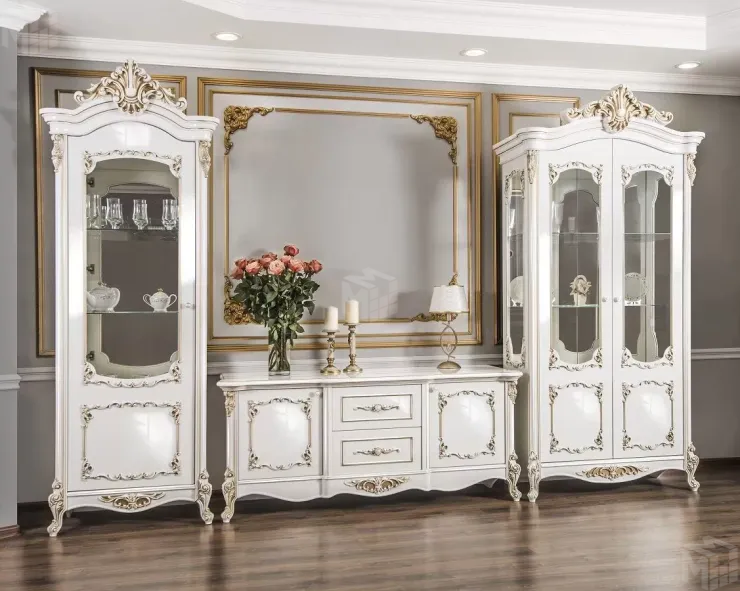 Гостиная Флоренция 1+тв+2 белый глянец