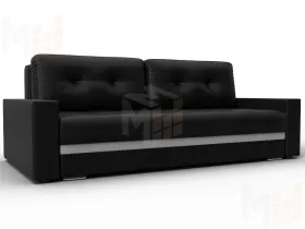 Диван прямой с декором Лига-096 НПБ ( Черный;Белый )