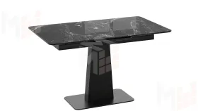 Стол обеденный Бридж Черный муар, Стекло глянцевое черный мрамор