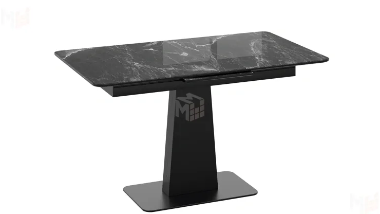 Стол обеденный Бридж Черный муар, Стекло глянцевое черный мрамор