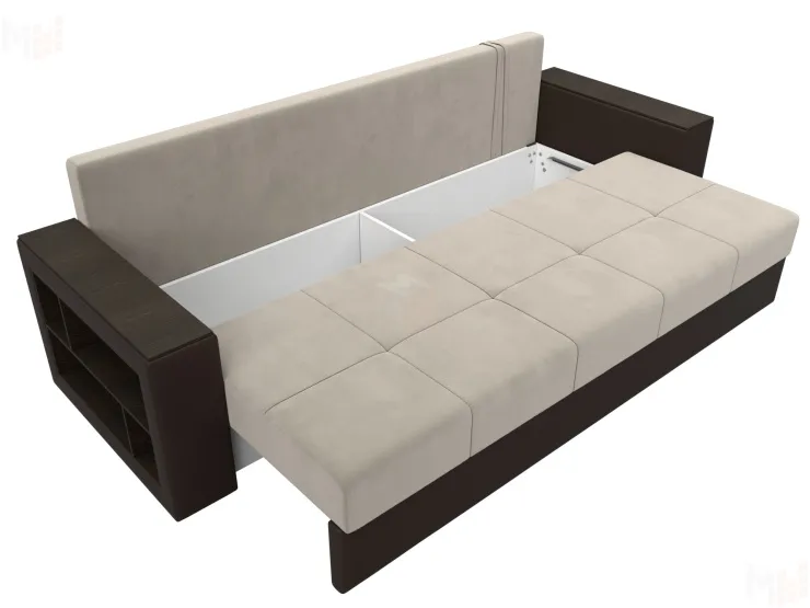 Диван прямой Дубай Лайт полки слева ( Бежевый\Коричневый )