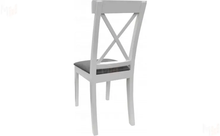 Стул деревянный с мягким сиденьем Бергольф Белый/Серый велюр