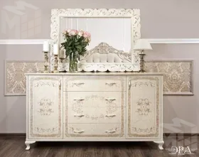 Зеркало Патрисия ППУ крем корень глянец 2 (гостиная)