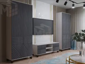 Гостиная Копенгаген белый/серый графит вариант 1