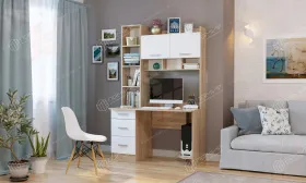 Компьютерный стол ПКС-5 сонома/белый глянец