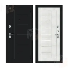 Входная металлическая дверь Проф Букле черное/Bianco Veralinga