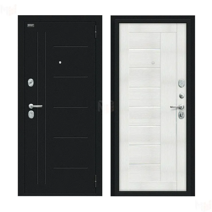 Входная металлическая дверь Проф Букле черное/Bianco Veralinga