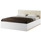 Кровать КР-1400 Беатрис с ПМ + ортопед. осн Сонома-Белый глянец