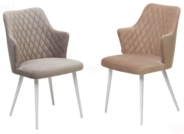 Стул HERMAN Бежевый #5, велюр / белый каркас