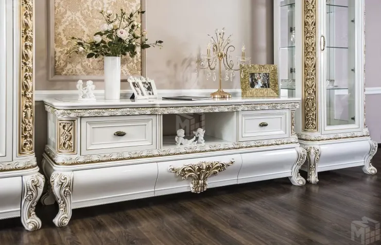 Гостиная Алсу 1+тв+2 белый глянец