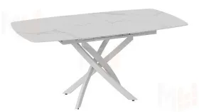 Стол обеденный раздвижной Манхеттен Т1 Белый муар, Стекло матовое белый мрамор