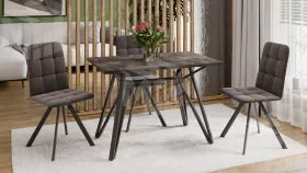 Стол обеденный Ройс Тип 1 Черный муар/Ателье темное