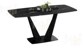 Стол раздвижной Фабио Тип 1 Черный муар, Стекло матовое черный мрамор