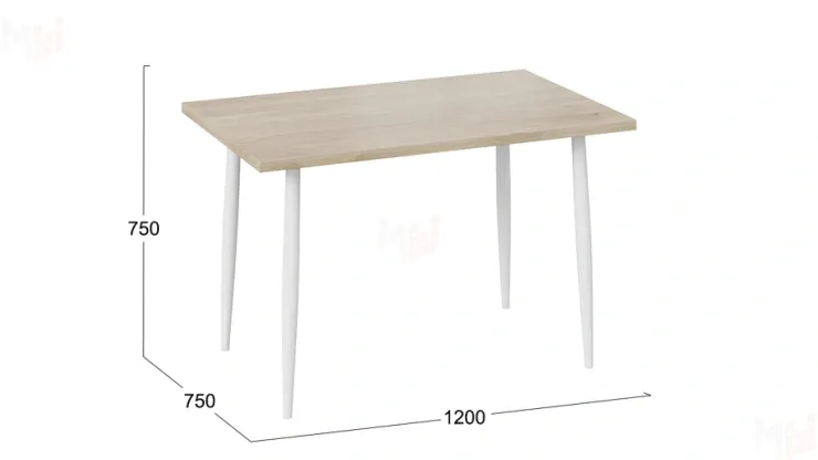 Стол Невада - ДП1-02-08 Дуб Эврика, Белый матовый