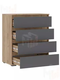 Комод Хелен КМ 02 802 4 ящика  (дуб крафт золотой - серый графит)