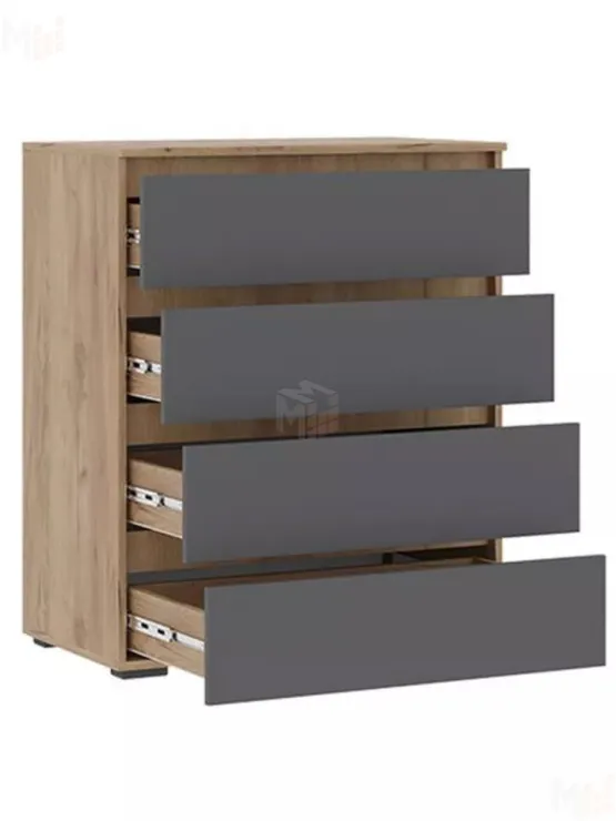 Комод Хелен КМ 02 802 4 ящика  (дуб крафт золотой - серый графит)