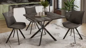 Стол обеденный раздвижной Лиссабон Тип 1 Черный муар, Ателье темный