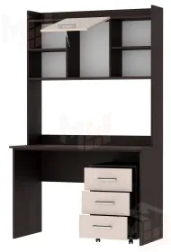 Компьютерный стол ПКС-9 с надстройкой и выкатной тумбой Венге-Белфорт