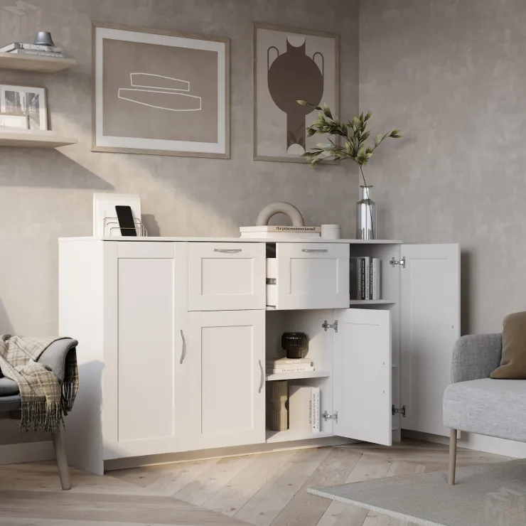 Тумба Сириус 4 двери 2 ящика 156*95 белая