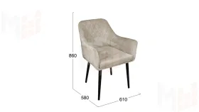 Стул Chester Т6 Черный муар Велюр V005 светло-бежевый