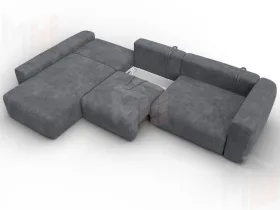Диван угловой Лига-066 НПБ Лонг угол левый ( BRUT 16 темно-серый )