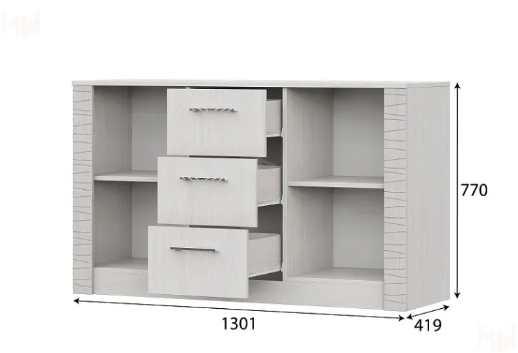 Комод 3 ящика двухстворчатый Гамма-20