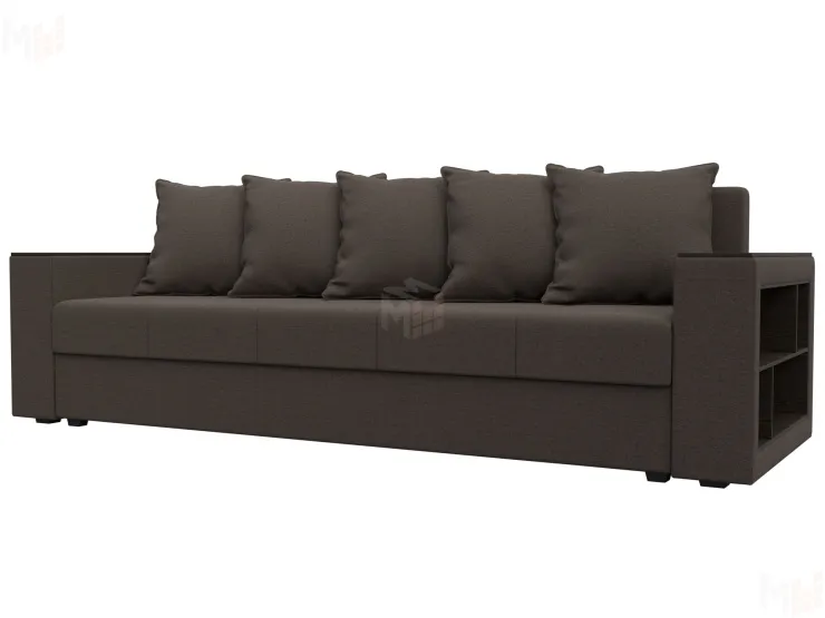 Диван прямой Дубай Лайт полки справа ( Коричневый )