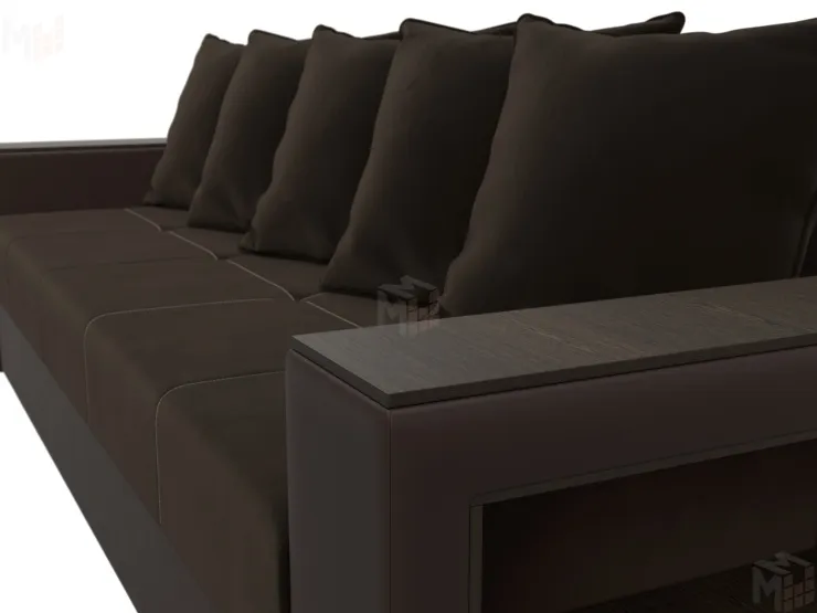 Диван прямой Дубай Лайт полки справа ( Коричневый )