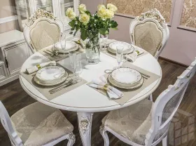 Столовая Натали белый глянец с круглым столом